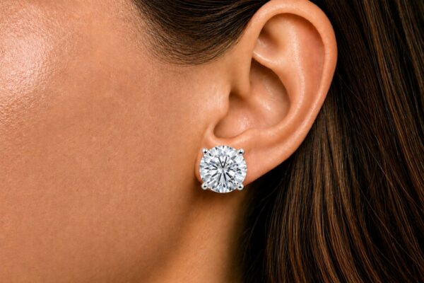 IGI Certified 14K White Gold 10.00 Cttw Lab Grown Diamond Solitaire Stud Earrings - alternate view 5