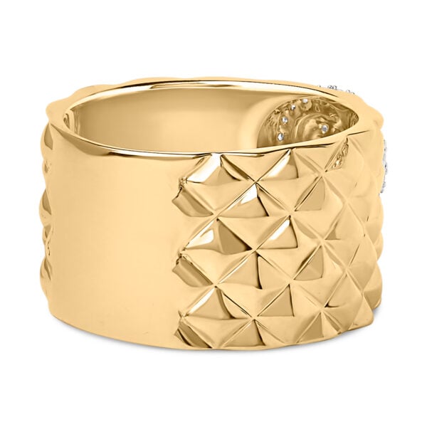 14K Yellow Gold Plated Sterling Silver 1/4 Cttw Diamond Teardrop Textured Band Ring - alternate view 2