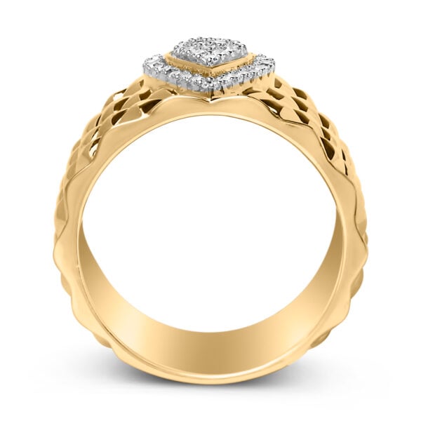 14K Yellow Gold Plated Sterling Silver 1/4 Cttw Diamond Teardrop Textured Band Ring - alternate view 5