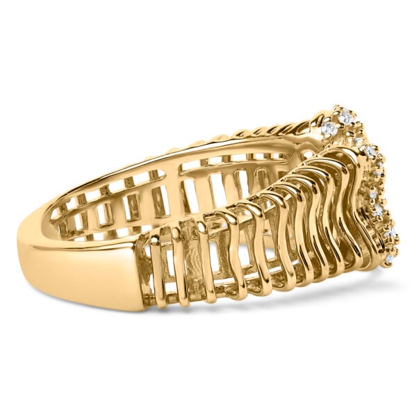14K Yellow Gold Plated Silver 1/4 Cttw Diamond Asymmetrical Open Ring - Sterling Silver - alternate view 2