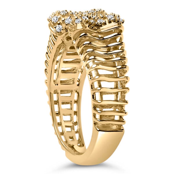 14K Yellow Gold Plated Silver 1/4 Cttw Diamond Asymmetrical Open Ring - Sterling Silver - alternate view 4