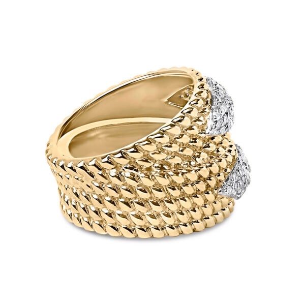 14K Yellow Gold Plated Silver 1.0 Cttw Diamond Cluster Crossover Ring Band - Sterling Silver - alternate view 2