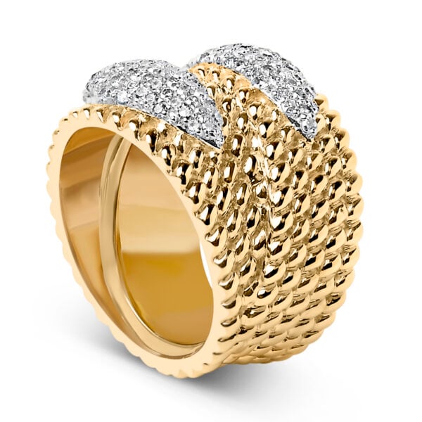 14K Yellow Gold Plated Silver 1.0 Cttw Diamond Cluster Crossover Ring Band - Sterling Silver - alternate view 4