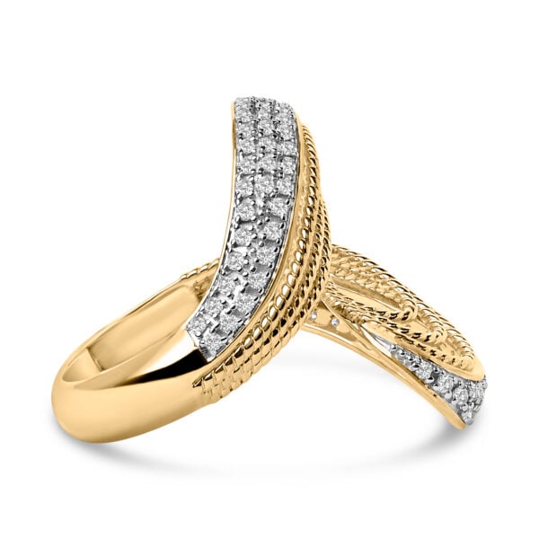 14K Yellow Gold Plated Silver 5/8 Cttw Diamond Bypass Ring Band - Sterling Silver - alternate view 2