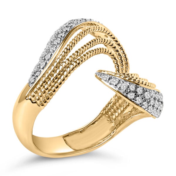 14K Yellow Gold Plated Silver 5/8 Cttw Diamond Bypass Ring Band - Sterling Silver - alternate view 3