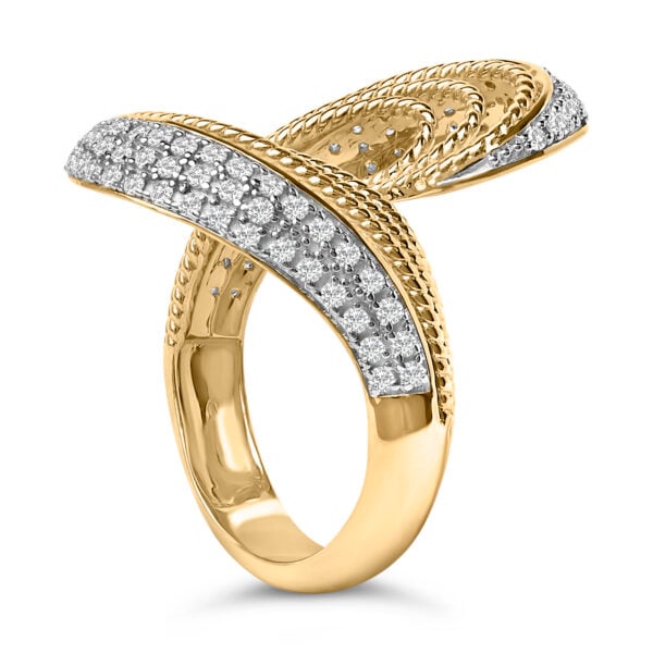 14K Yellow Gold Plated Silver 5/8 Cttw Diamond Bypass Ring Band - Sterling Silver - alternate view 4