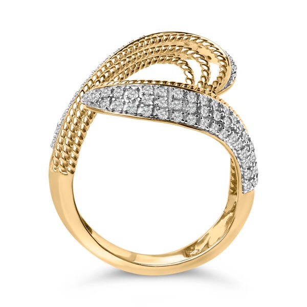 14K Yellow Gold Plated Silver 5/8 Cttw Diamond Bypass Ring Band - Sterling Silver - alternate view 5