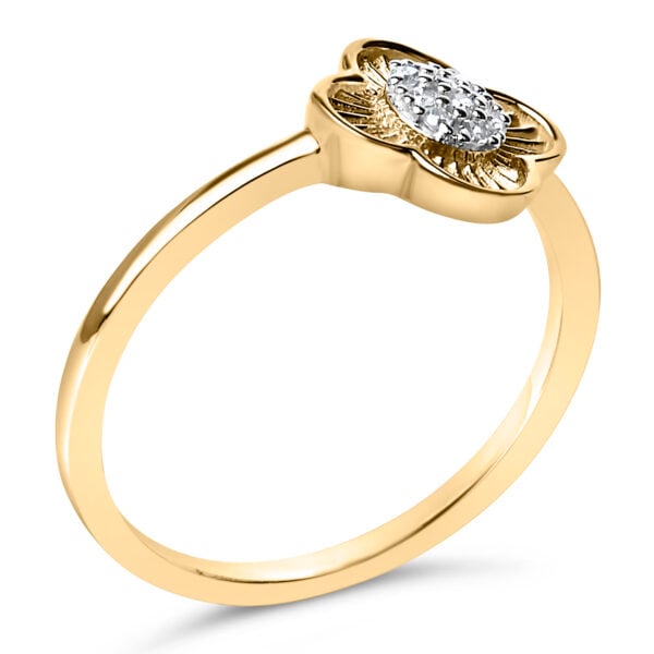 14K Yellow Gold Plated Silver Diamond Accent Clover Ring - Sterling Silver - alternate view 3