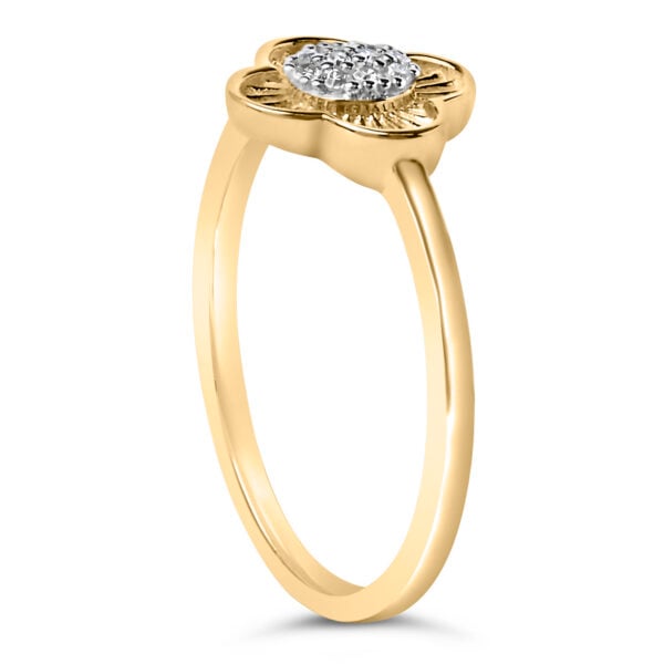 14K Yellow Gold Plated Silver Diamond Accent Clover Ring - Sterling Silver - alternate view 4