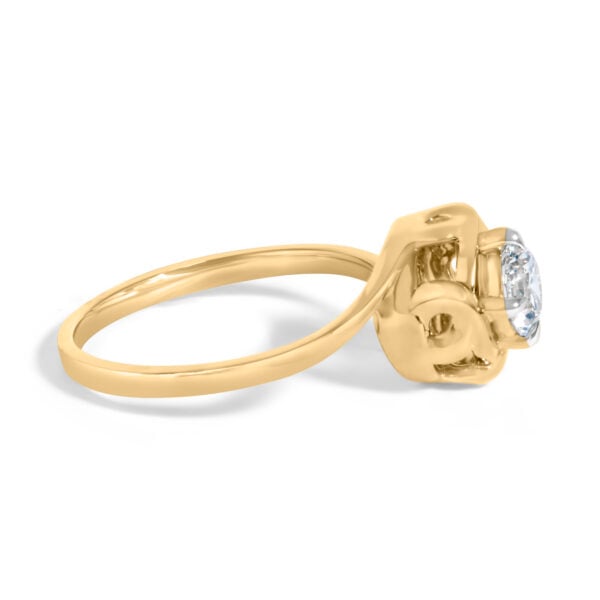 10K Yellow Gold Plated Sterling Silver 1/2 Cttw Lab Grown Diamond Woven Solitaire Ring - alternate view 2