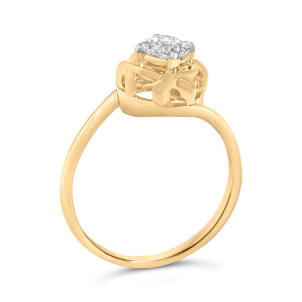 10K Yellow Gold Plated Sterling Silver 1/2 Cttw Lab Grown Diamond Woven Solitaire Ring - alternate view 3