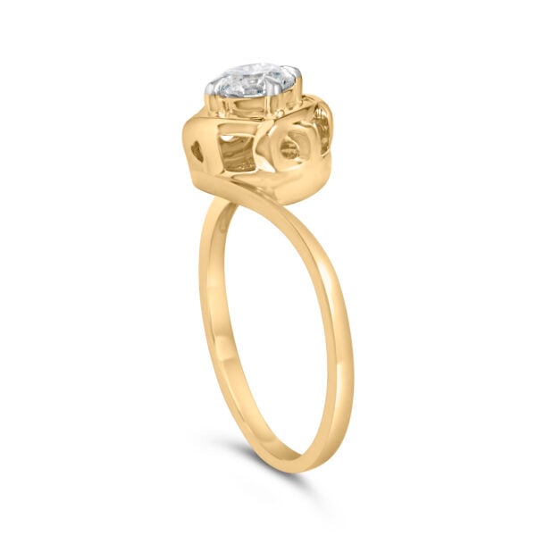 10K Yellow Gold Plated Sterling Silver 1/2 Cttw Lab Grown Diamond Woven Solitaire Ring - alternate view 4