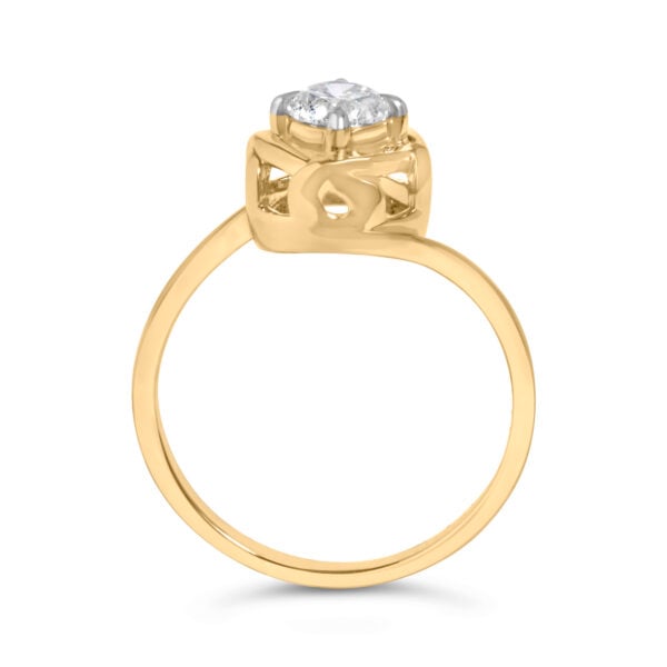 10K Yellow Gold Plated Sterling Silver 1/2 Cttw Lab Grown Diamond Woven Solitaire Ring - alternate view 5