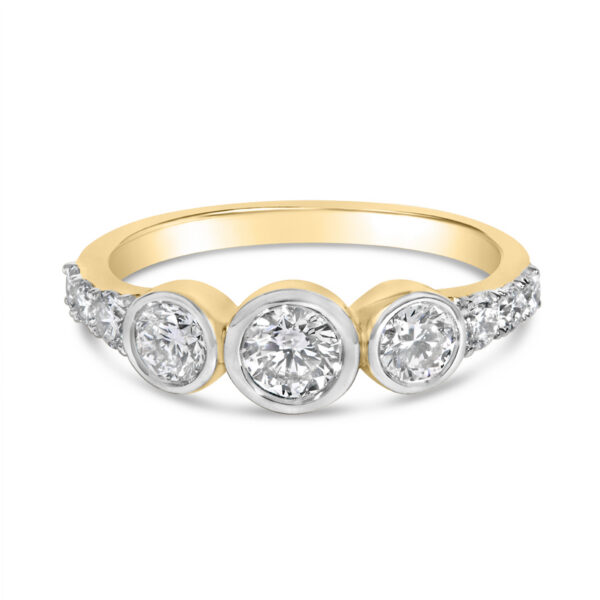 10K Yellow Gold Plated .925 Sterling Silver 1.0 Cttw Lab Grown Diamond Bezel Set Ring