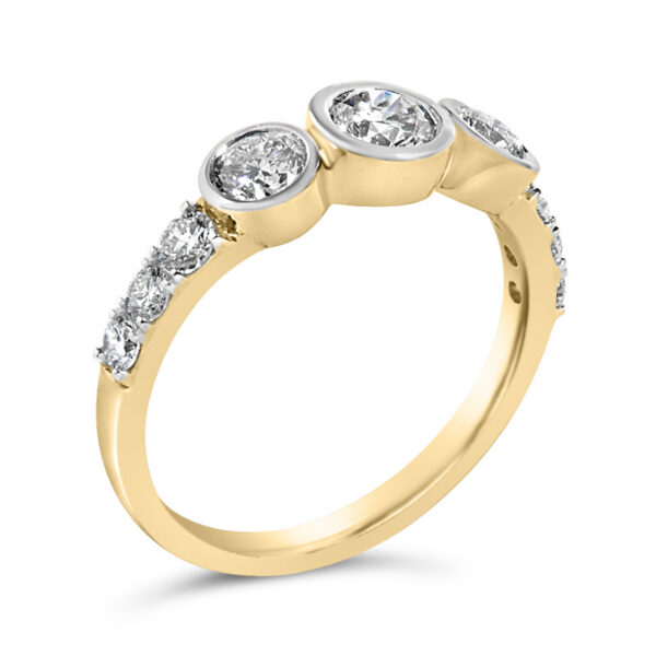 10K Yellow Gold Plated .925 Sterling Silver 1.0 Cttw Lab Grown Diamond Bezel Set Ring - alternate view 3