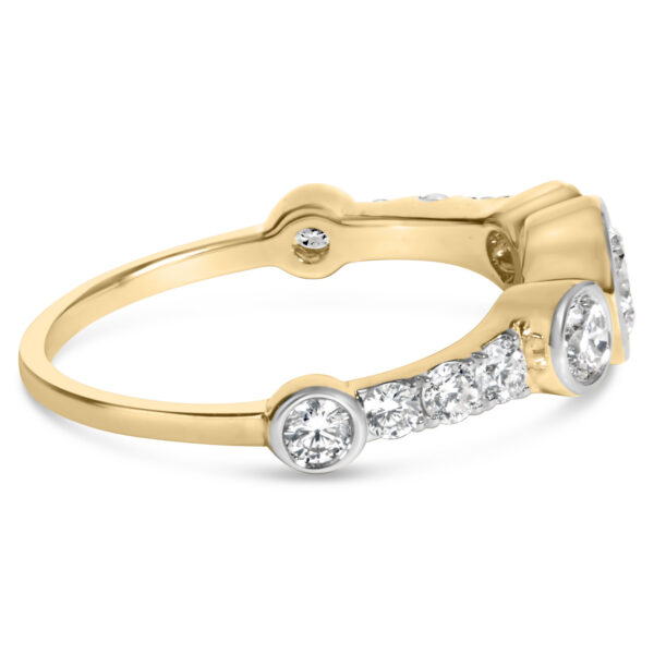 10K Yellow Gold Plated Silver 1.0 Cttw Round Lab Grown Diamond Bezel Station Ring - Sterling Silver - alternate view 2