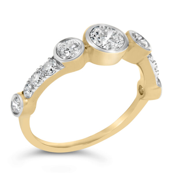 10K Yellow Gold Plated Silver 1.0 Cttw Round Lab Grown Diamond Bezel Station Ring - Sterling Silver - alternate view 3
