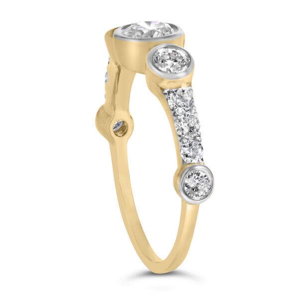 10K Yellow Gold Plated Silver 1.0 Cttw Round Lab Grown Diamond Bezel Station Ring - Sterling Silver - alternate view 4