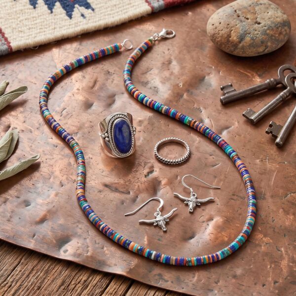17 Turquoise and Lapis Multi Stone Heishi Necklace - alternate view 2