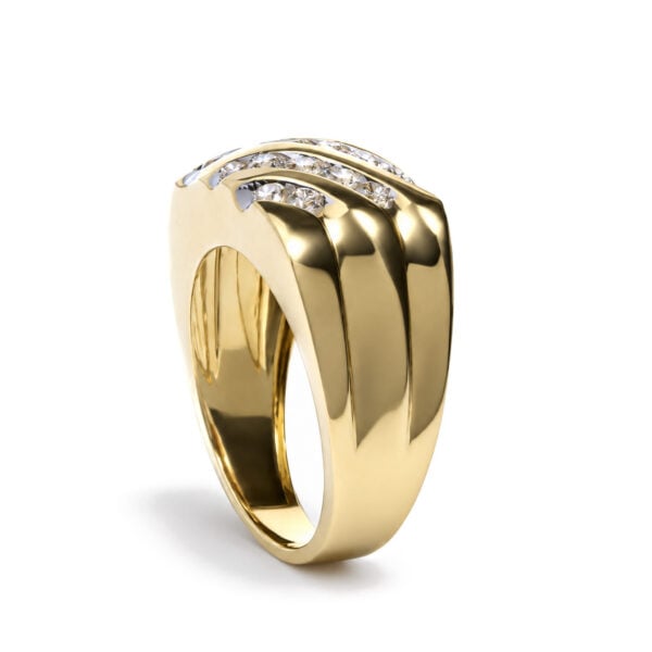 10K Yellow Gold men's diamond band with channel set ring design