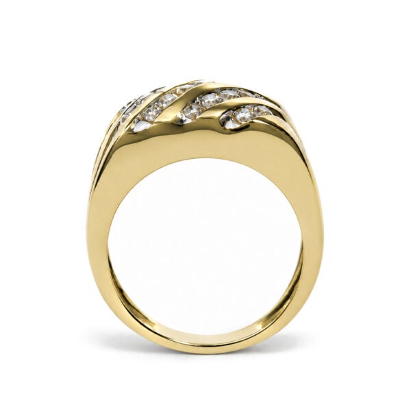 Men's round natural diamond band ring in 10K Yellow Gold