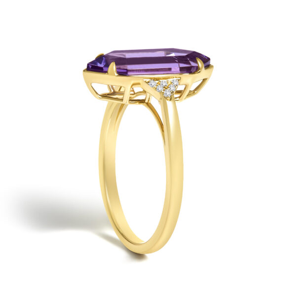 10K Yellow Gold Hexagon Purple Amethyst and Diamond Accent Geometric Ring - alternate view 4