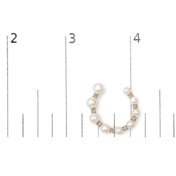 14K Yellow Gold 1/5 Cttw Diamond and Graduated South Sea Pearl Open Hoop Earrings - alternate view 4