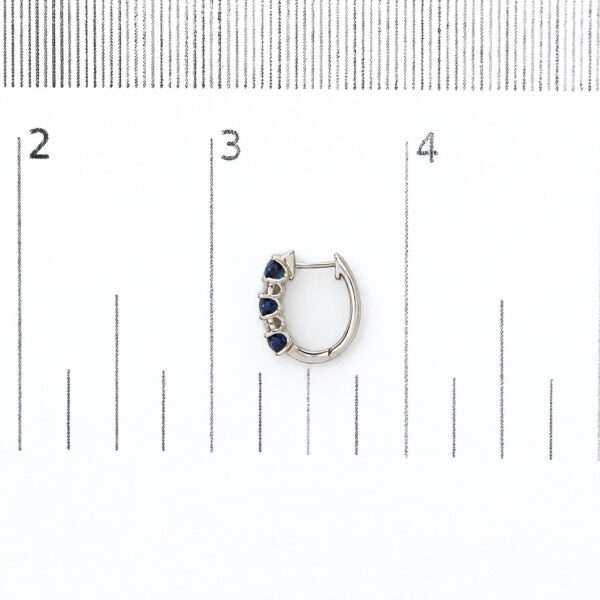 10K White Gold 1/4 Cttw Diamond and Oval Blue Sapphire Alternating Huggie Hoop Earrings - alternate view 4