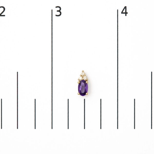10K Yellow Gold Purple Amethyst and Diamond Trio Stud Earrings - alternate view 4