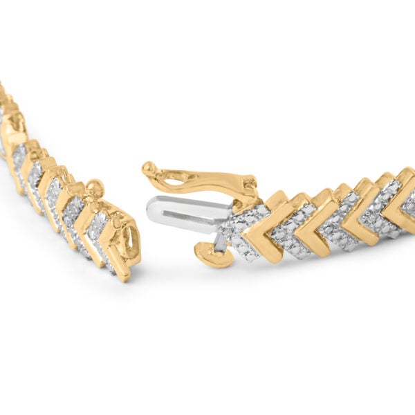 10K White and Yellow Gold 1/6 Cttw Diamond Chevron Link Bracelet - alternate view 2