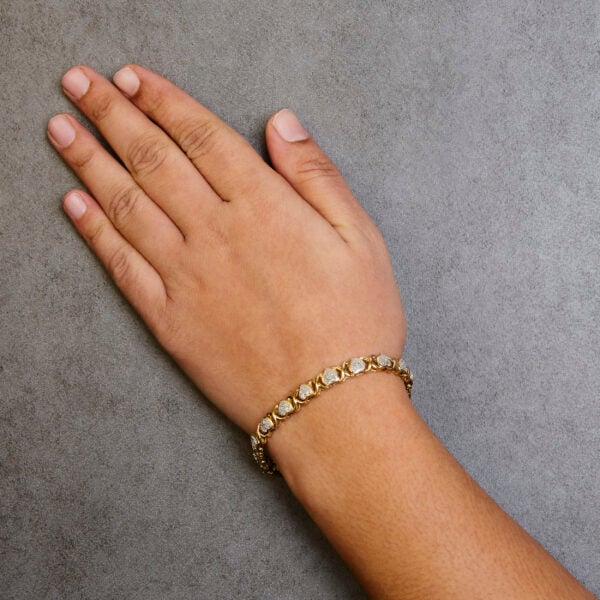 10K Yellow Gold Plated .925 Sterling Silver 1.0 Cttw Diamond Heart Link Bracelet - alternate view 5