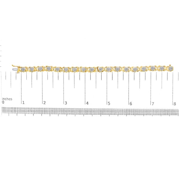 10K Yellow Gold Plated .925 Sterling Silver 1.0 Cttw Diamond Heart Link Bracelet - alternate view 4