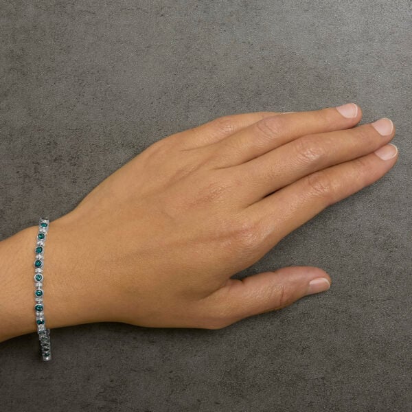 Sterling Silver 4.0 Cttw Blue and White Diamond Tennis Bracelet - alternate view 5
