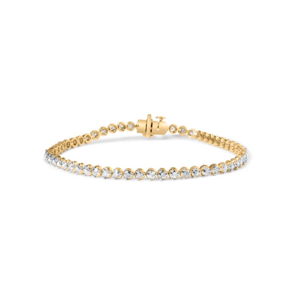 10K Yellow Gold 3.0 Cttw Prong Set Round Diamond Classic Tennis Bracelet