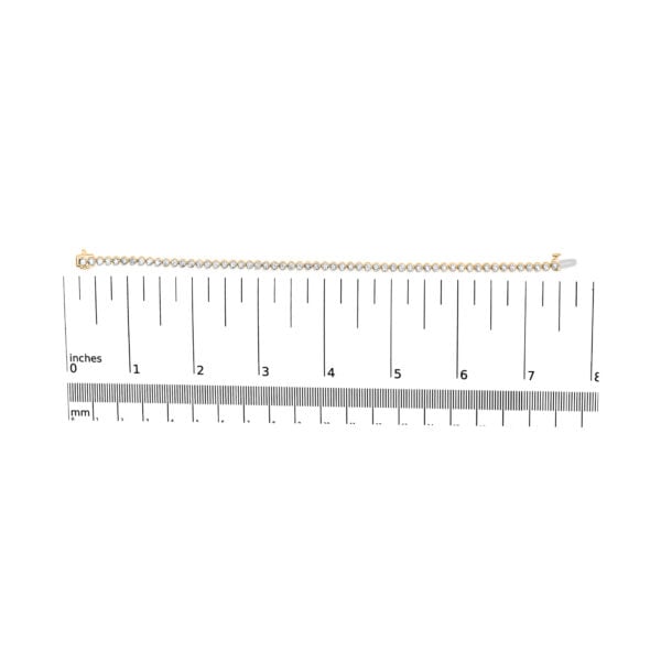 10K Yellow Gold 3.0 Cttw Prong Set Round Diamond Classic Tennis Bracelet - alternate view 4