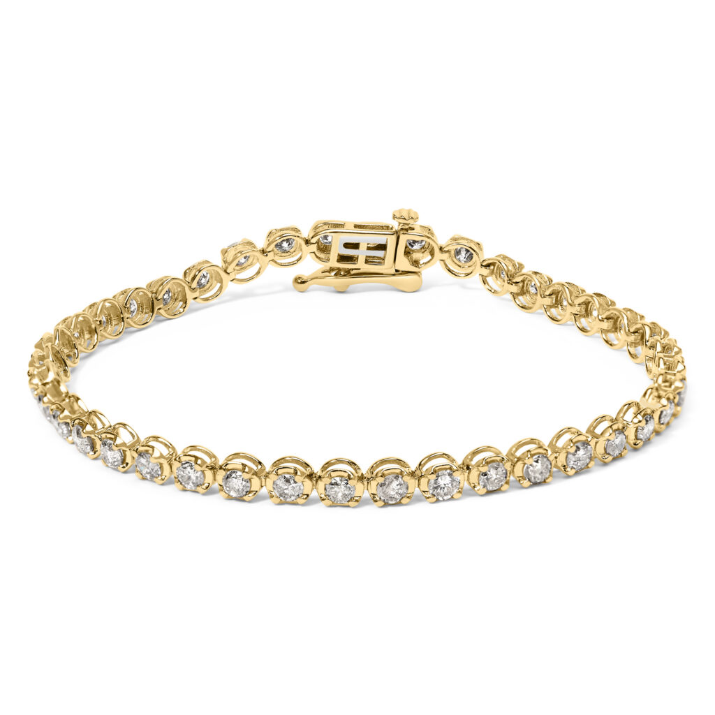 14K Yellow Gold Plated Sterling Silver 4.0 Cttw Diamond Tennis Bracelet