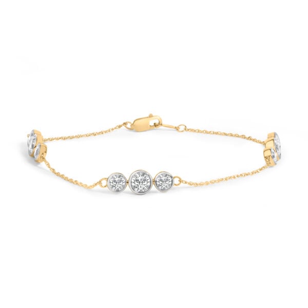 10K Yellow Gold Plated .925 Sterling Silver 2.0 Cttw Lab Grown Diamond Bezel Set Station Bracelet