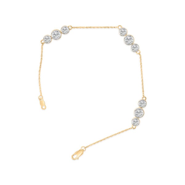 10K Yellow Gold Plated .925 Sterling Silver 2.0 Cttw Lab Grown Diamond Bezel Set Station Bracelet - alternate view 3