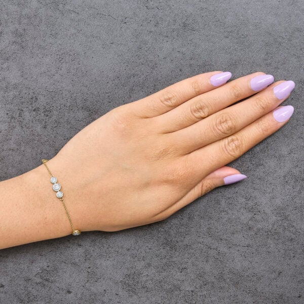 10K Yellow Gold Plated .925 Sterling Silver 2.0 Cttw Lab Grown Diamond Bezel Set Station Bracelet - alternate view 5