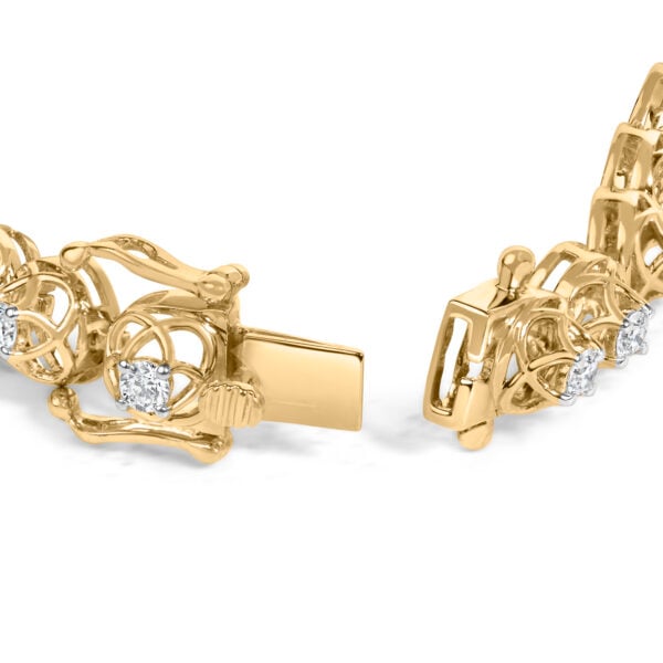 10K Yellow Gold Plated .925 Sterling Silver 2.0 Cttw Lab Grown Diamond Openwork Tennis Bracelet - alternate view 2