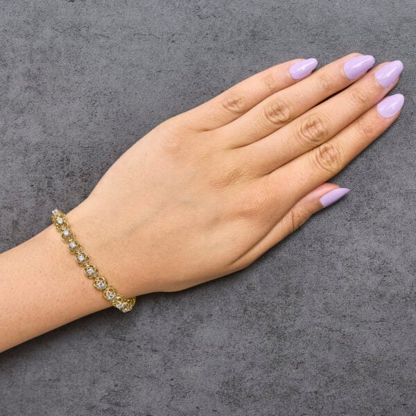 10K Yellow Gold Plated .925 Sterling Silver 2.0 Cttw Lab Grown Diamond Openwork Tennis Bracelet - alternate view 5