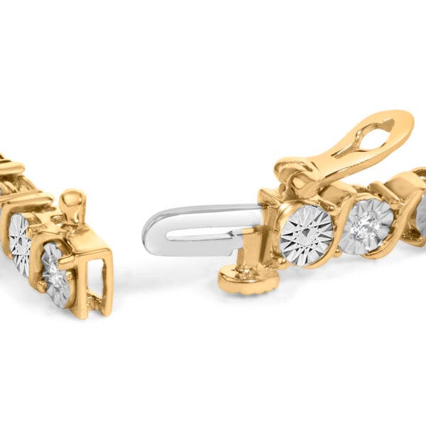 10K Yellow Gold Plated .925 Sterling Silver 1/2 Cttw Lab Grown Diamond Miracle Plate Tennis Bracelet - alternate view 2