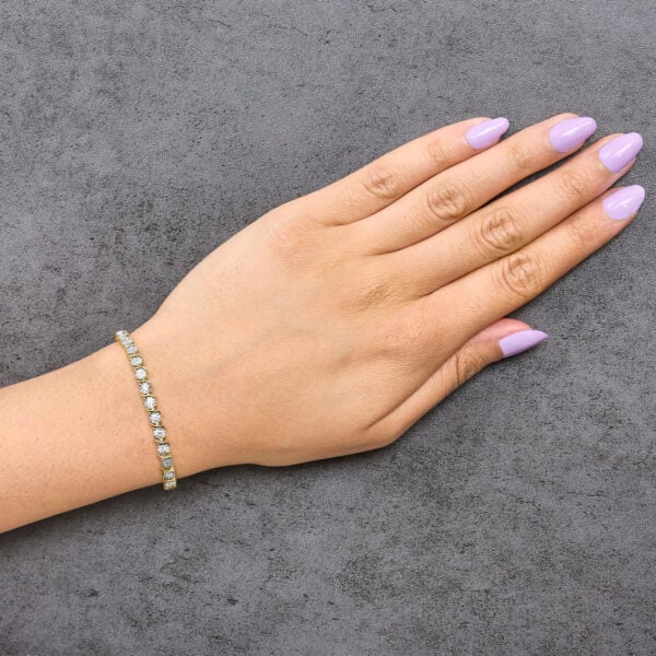 10K Yellow Gold Plated .925 Sterling Silver 1/2 Cttw Lab Grown Diamond Miracle Plate Tennis Bracelet - alternate view 5