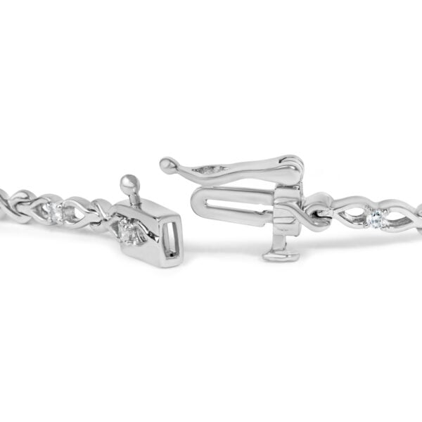 925 Sterling Silver 1/4 Cttw Round Diamond Infinity and X-Link Bracelet - alternate view 2
