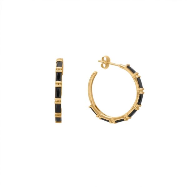 Bodacious Baguettes! Black Baguette CZ 3/4 Hoop Earrings