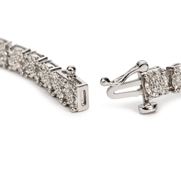 Sterling Silver 1/4 Cttw Round Diamond Cluster Tennis Bracelet - alternate view 2