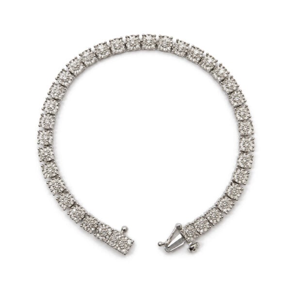 Sterling Silver 1/4 Cttw Round Diamond Cluster Tennis Bracelet - alternate view 3