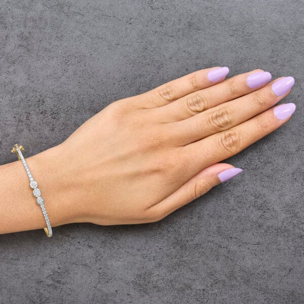 10K Yellow Gold Plated .925 Sterling Silver 2.0 Cttw Lab Grown Diamond Bezel Set Bangle Bracelet - alternate view 5