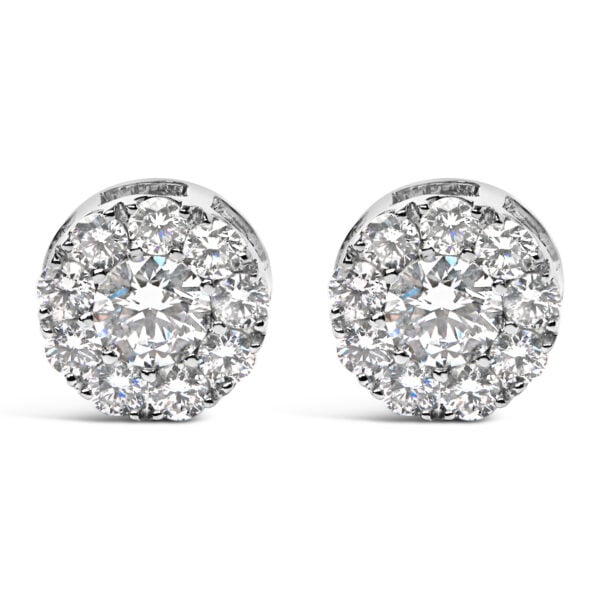 14KT White Gold 2.00 Cttw Lab Grown Diamond Halo Stud Earrings