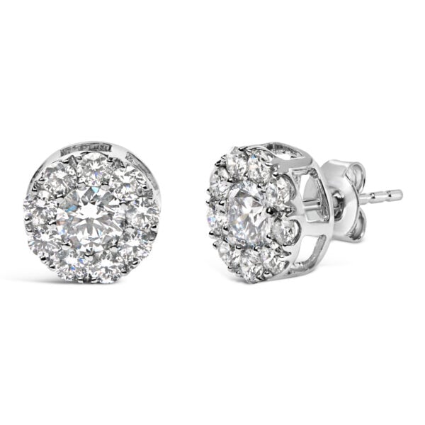 14KT White Gold 2.00 Cttw Lab Grown Diamond Halo Stud Earrings - alternate view 2